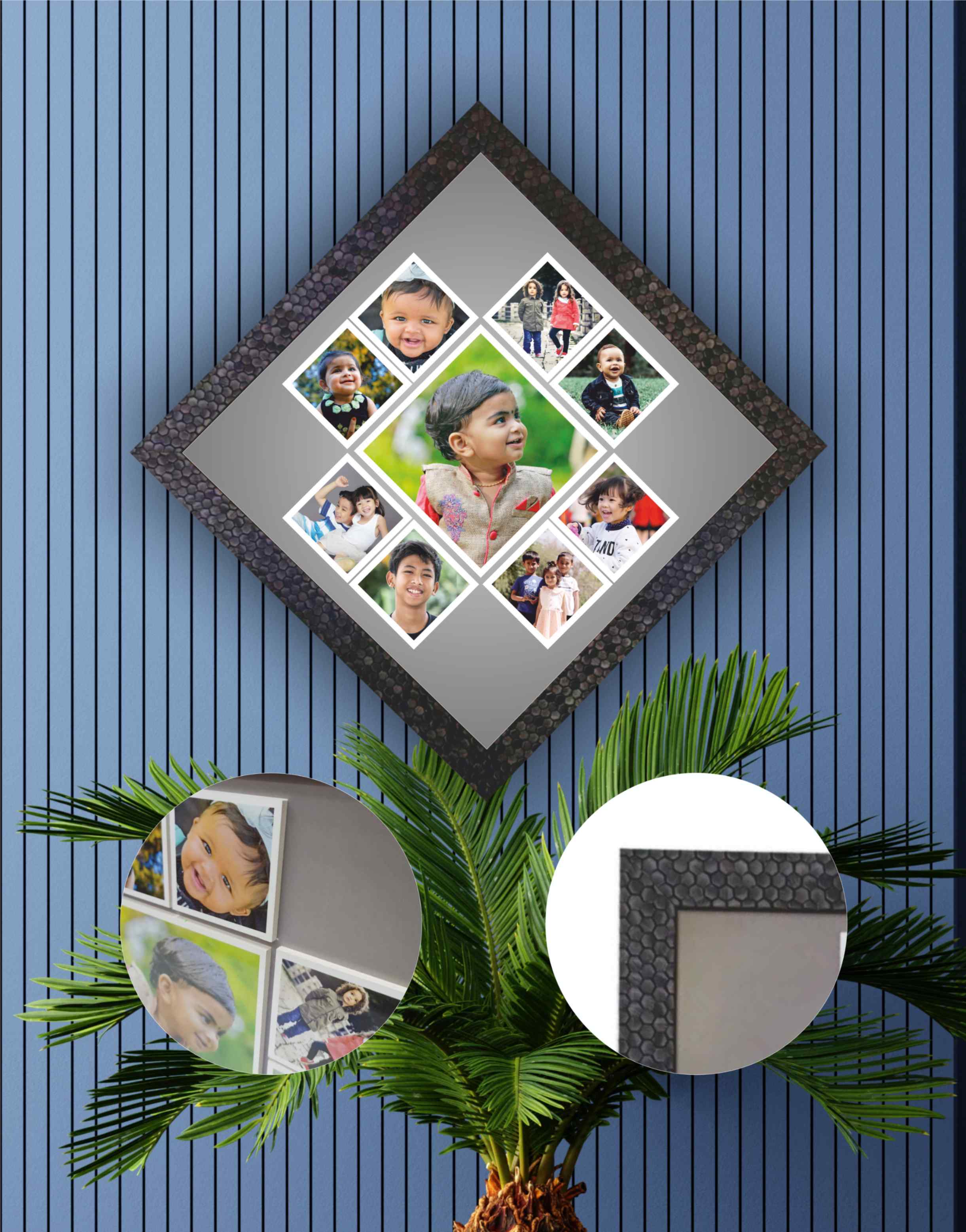 JFR8 - 9 Photos Kite Pattern Embossed Frame (Size: 12.5" x 12.5")