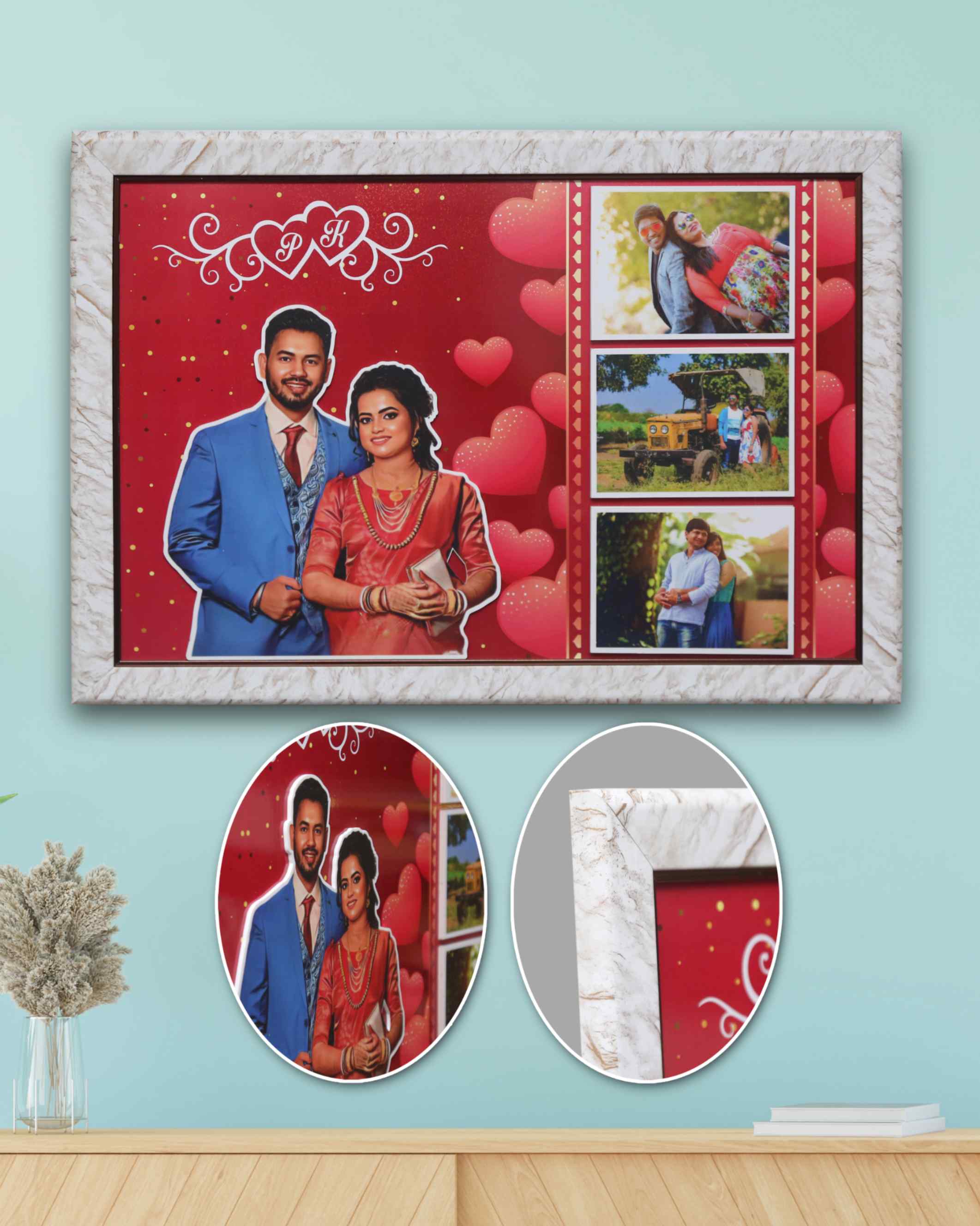 JFR31 4 PHOTOS UNIQUE  COLLAGE EMBOSSED FRAME