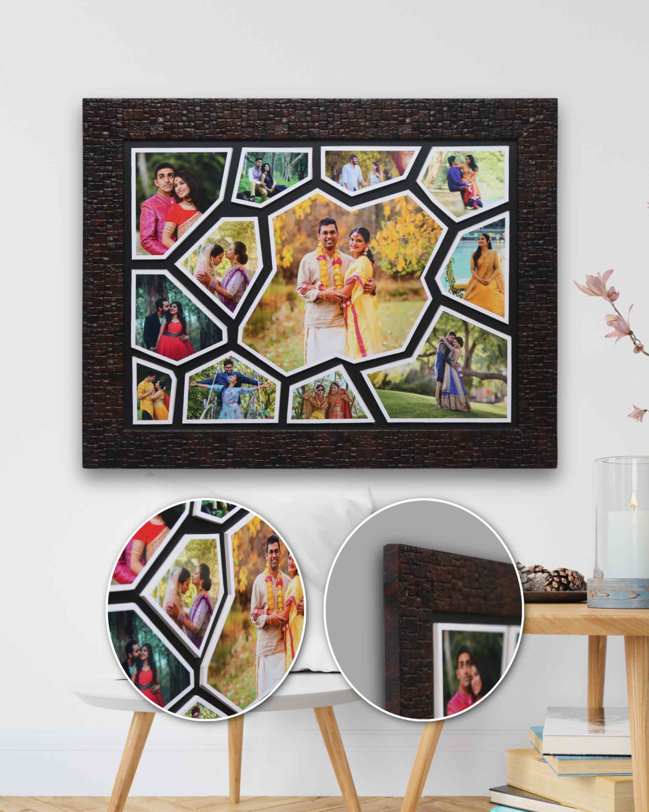 JFR3 - 12 Photos Uneven Collage Embossed Frame (Size: 12" x 16")
