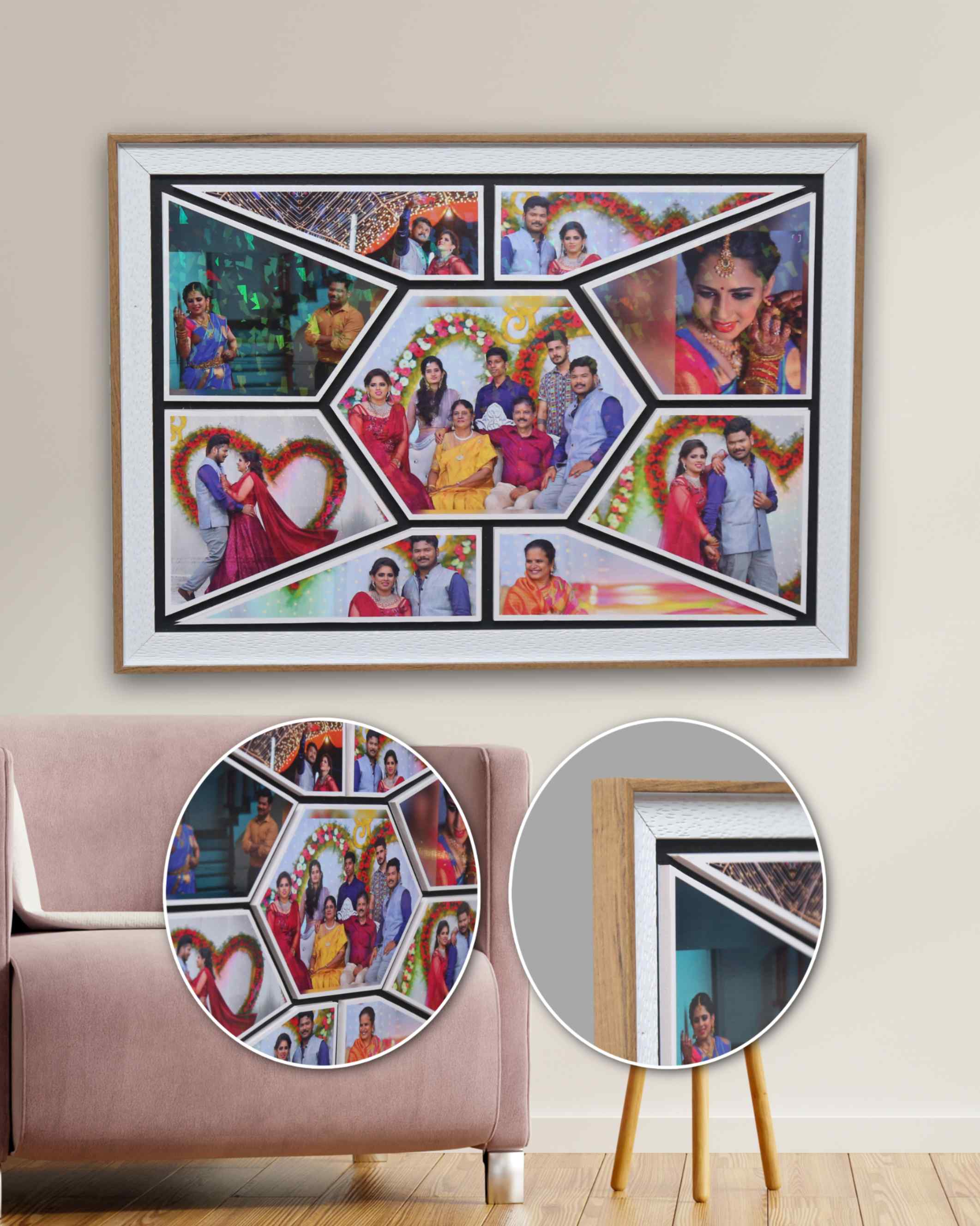 JFR29 19 PHOTOS UNIQUE  COLLAGE EMBOSSED FRAME