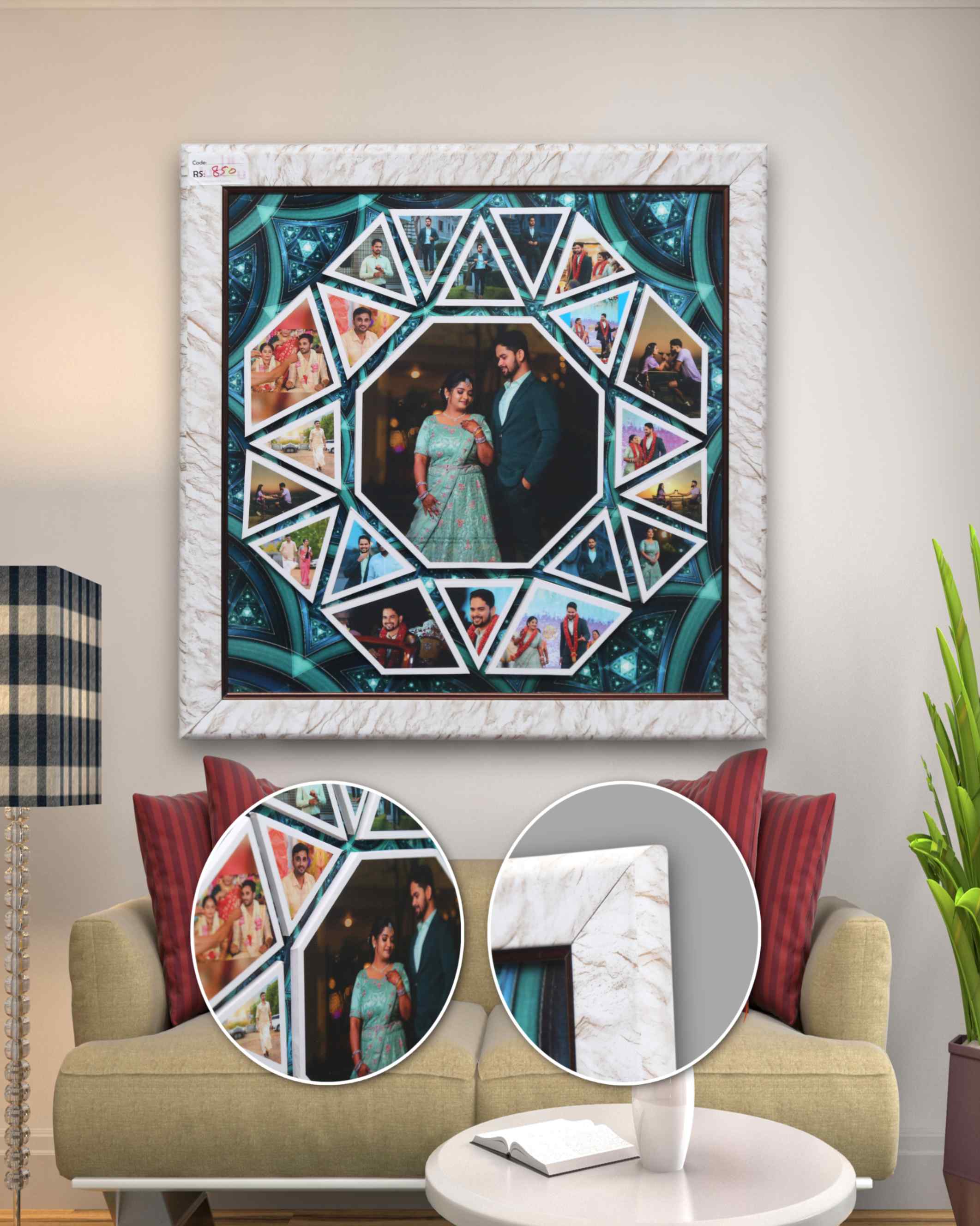 JFR19 21 PHOTOS UNIQUE  COLLAGE EMBOSSED FRAME