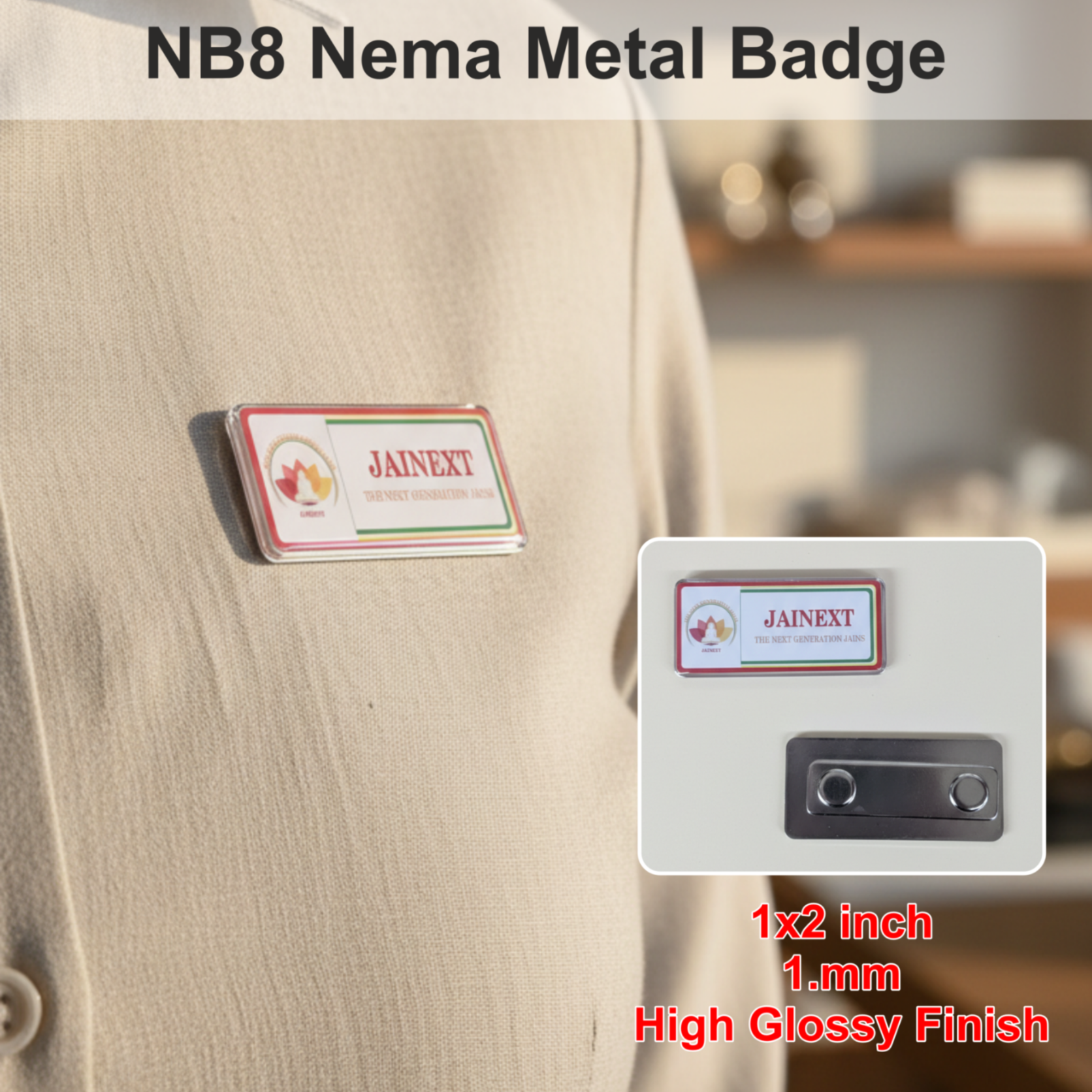 NB8 Nema Metal Badge 1X2