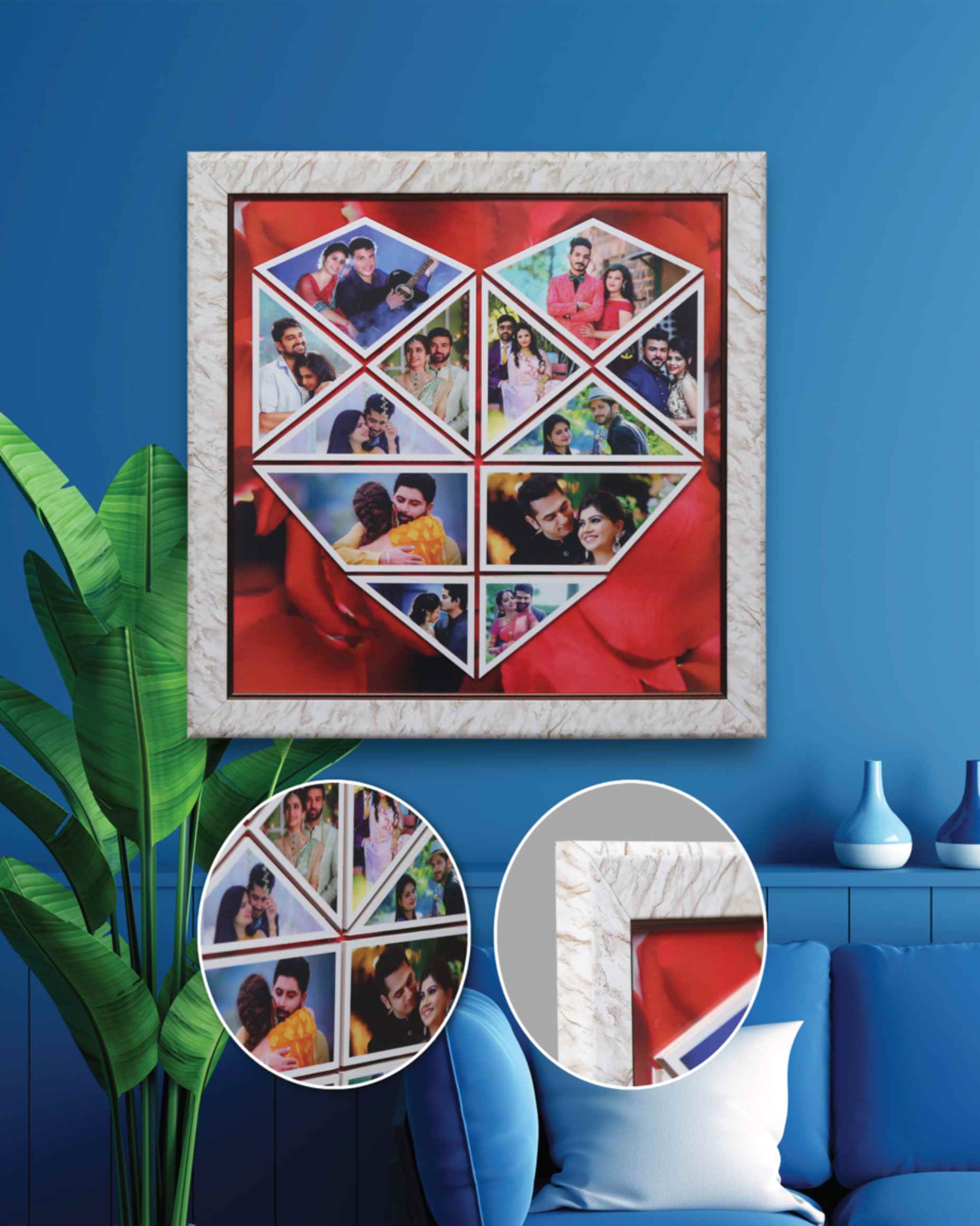 JFR1 - 12 Photos Heart Collage Embossed Frame
