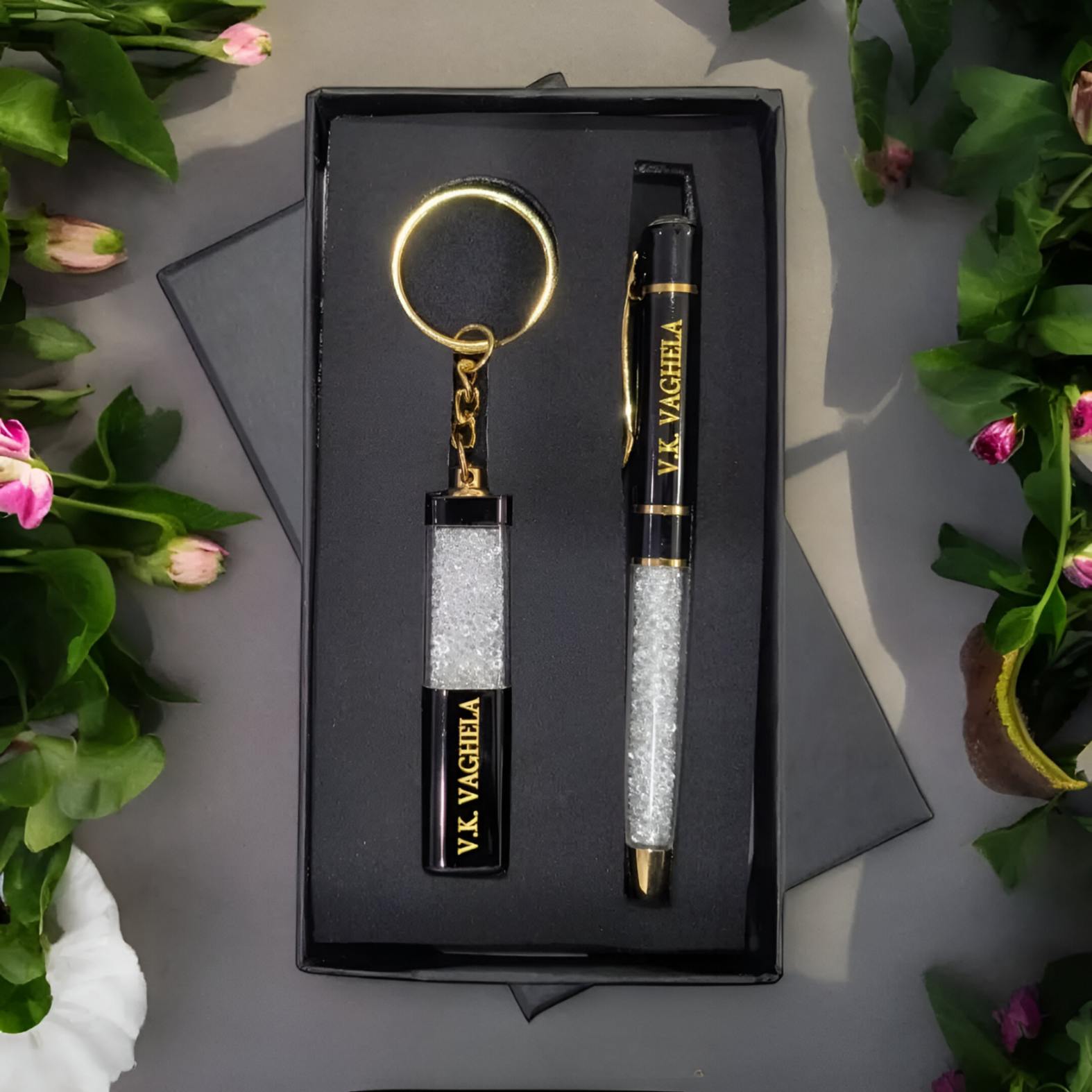 PK3 Crystal pen + Crystal Keyring Gift Set
