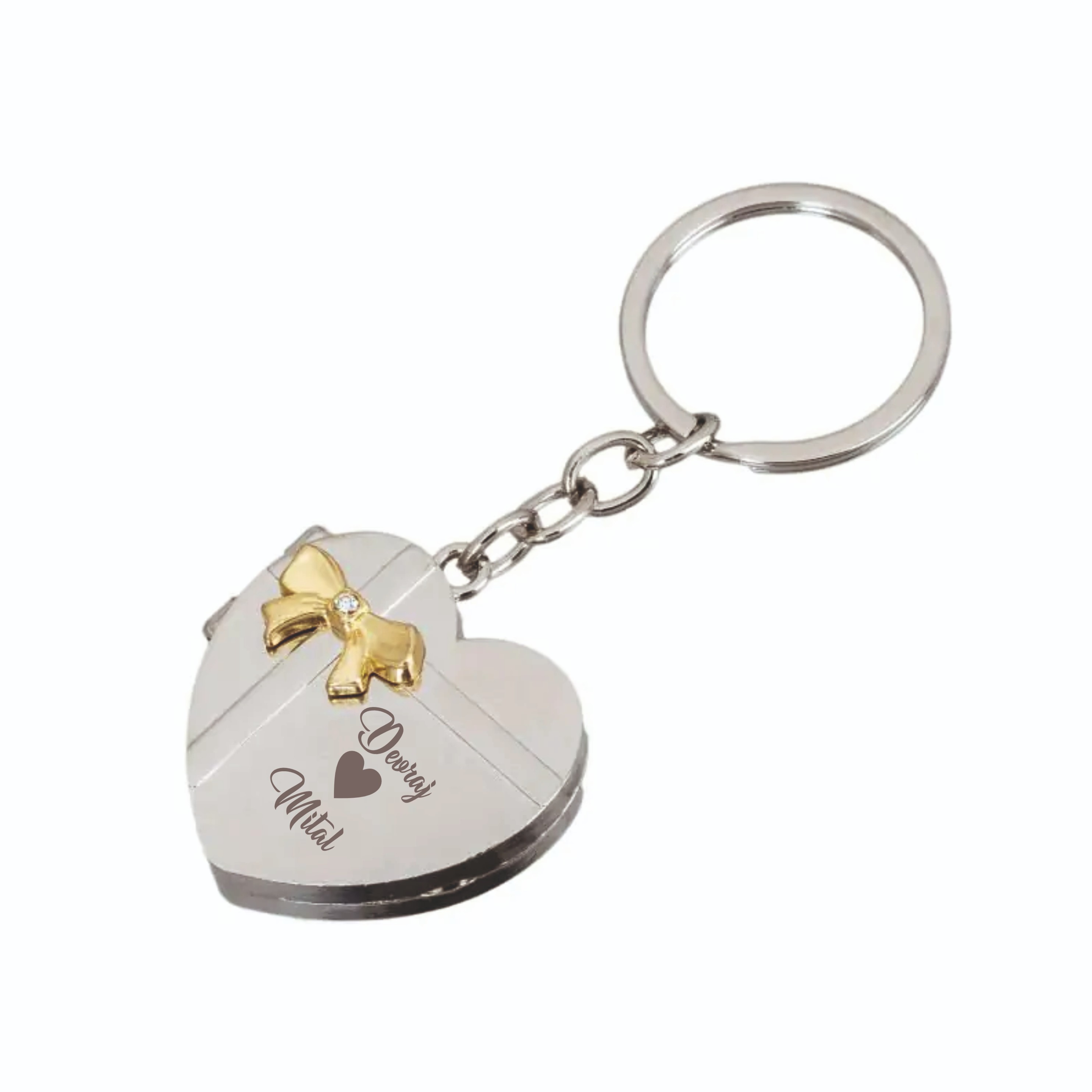 K19  2 Side Metal Heart Sep Book Romantic Personalized Photo Keychain