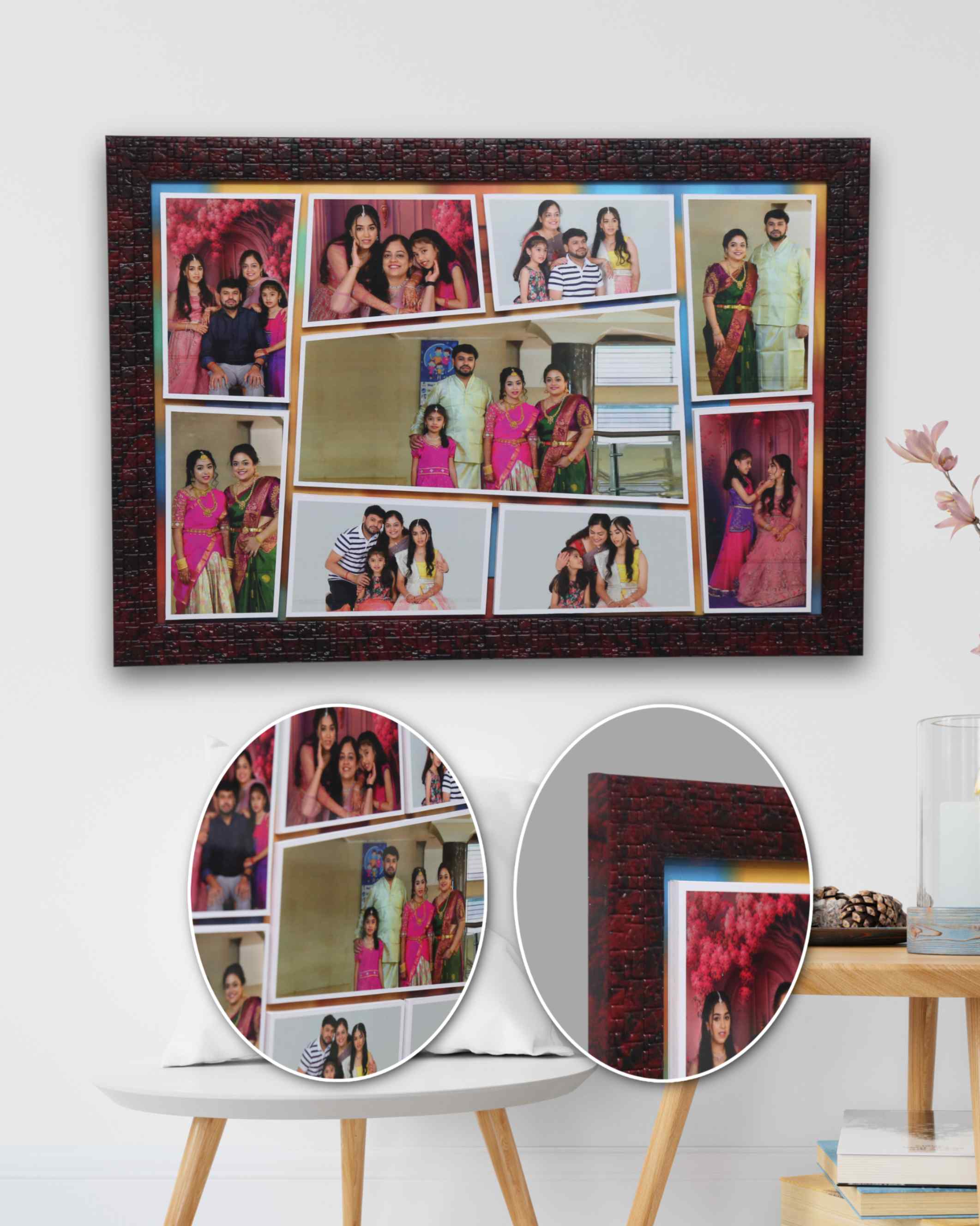 JFR17 9 PHOTOS UNIQUE  COLLAGE EMBOSSED FRAME