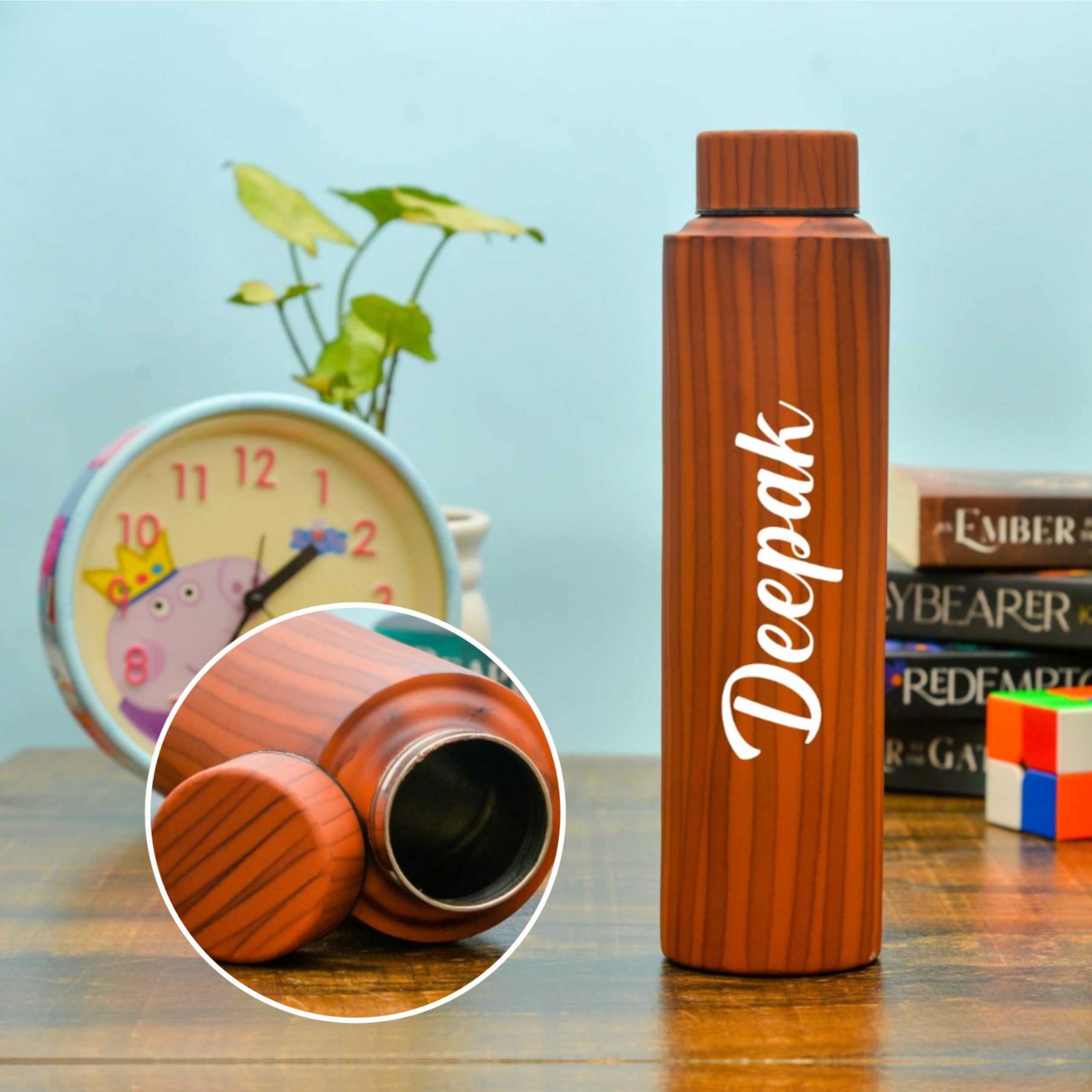 B8 Wooden Coloured Personalised Bottle