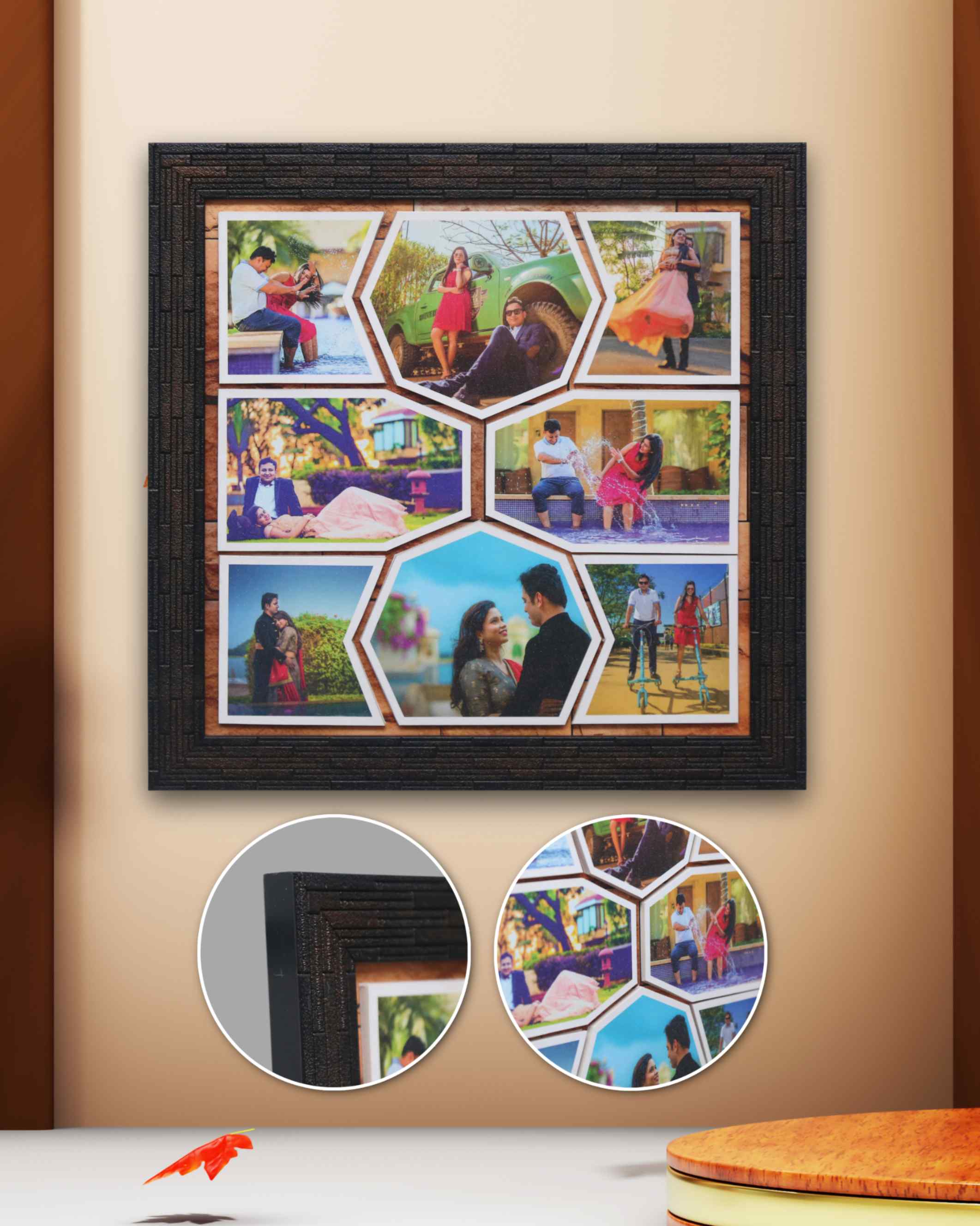 JFR11 - 8 Photos Unique Collage Embossed Frame (Size: 12.5" x 12.5")