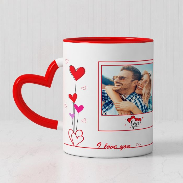 M10 Red Heart Handle Mug