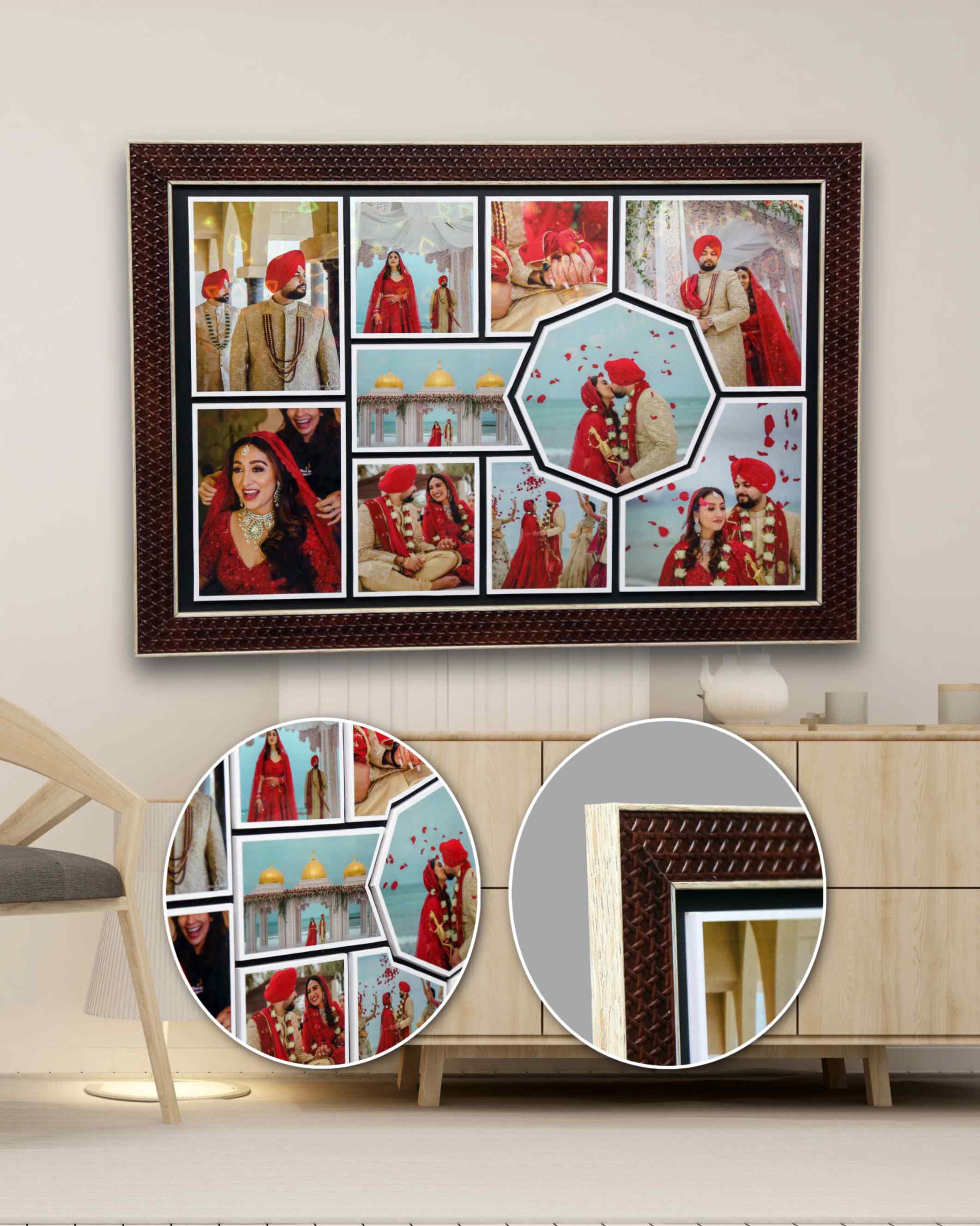 JFR25 10 PHOTOS UNIQUE  COLLAGE EMBOSSED FRAME