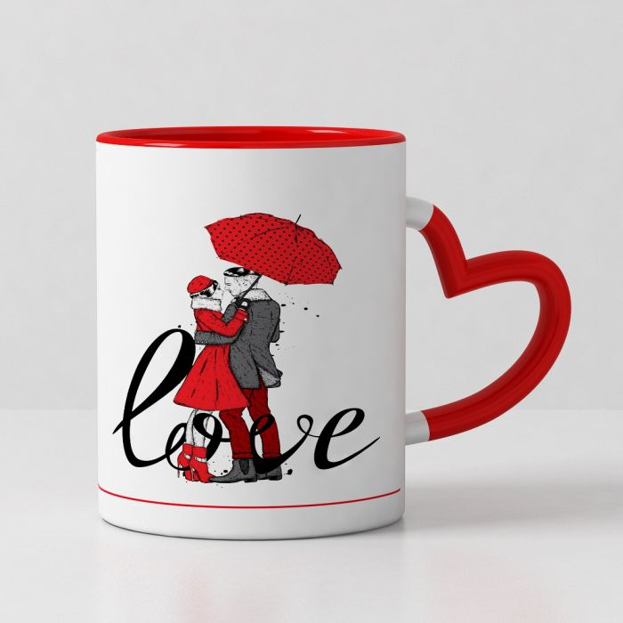M10 Red Heart Handle Mug