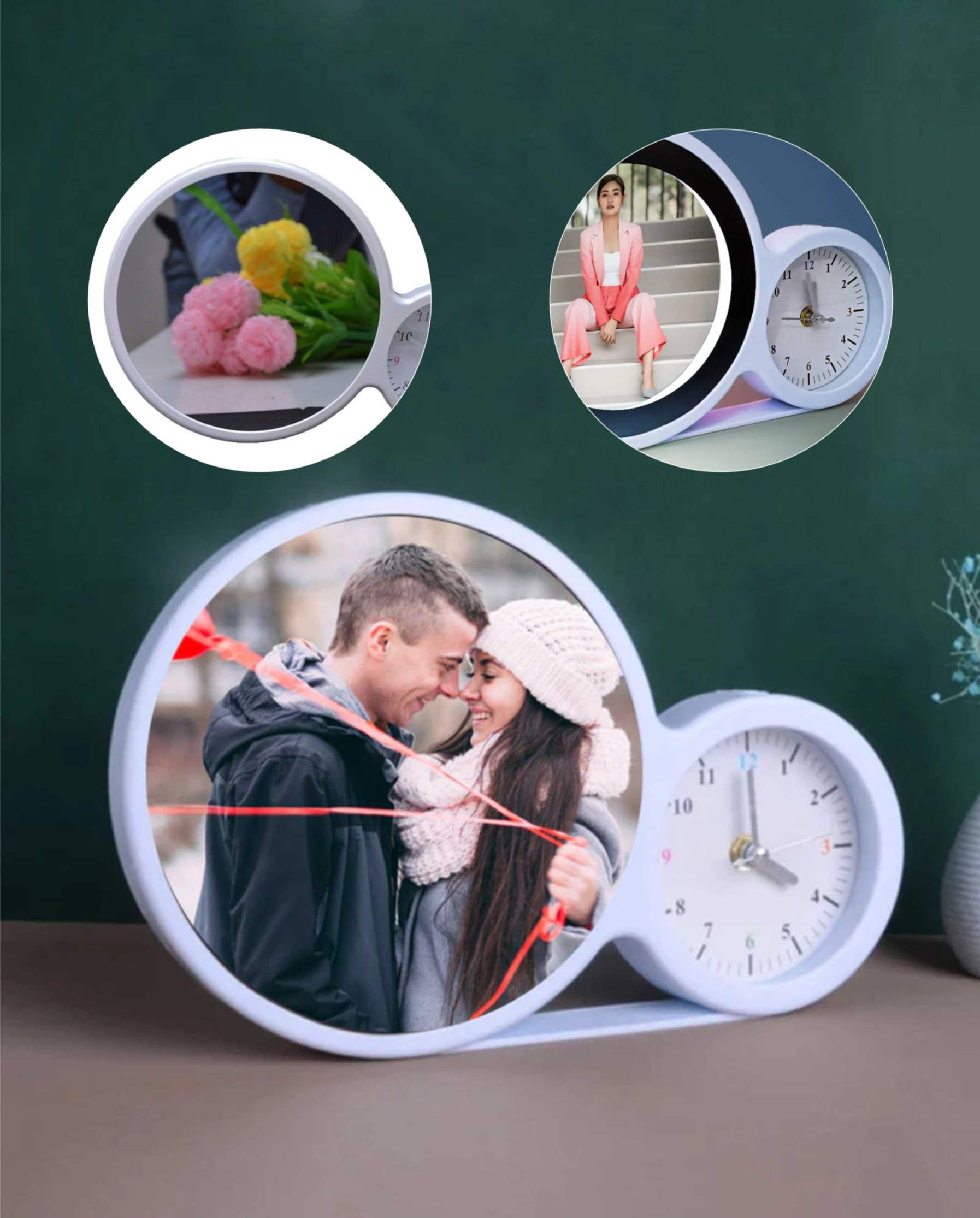 PM3 Magic Mirror Photo  Frame with LED Lights with Clock
