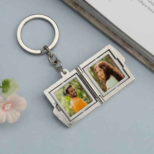 K20 Side Metal Book Romantic Personalized Photo Keychain