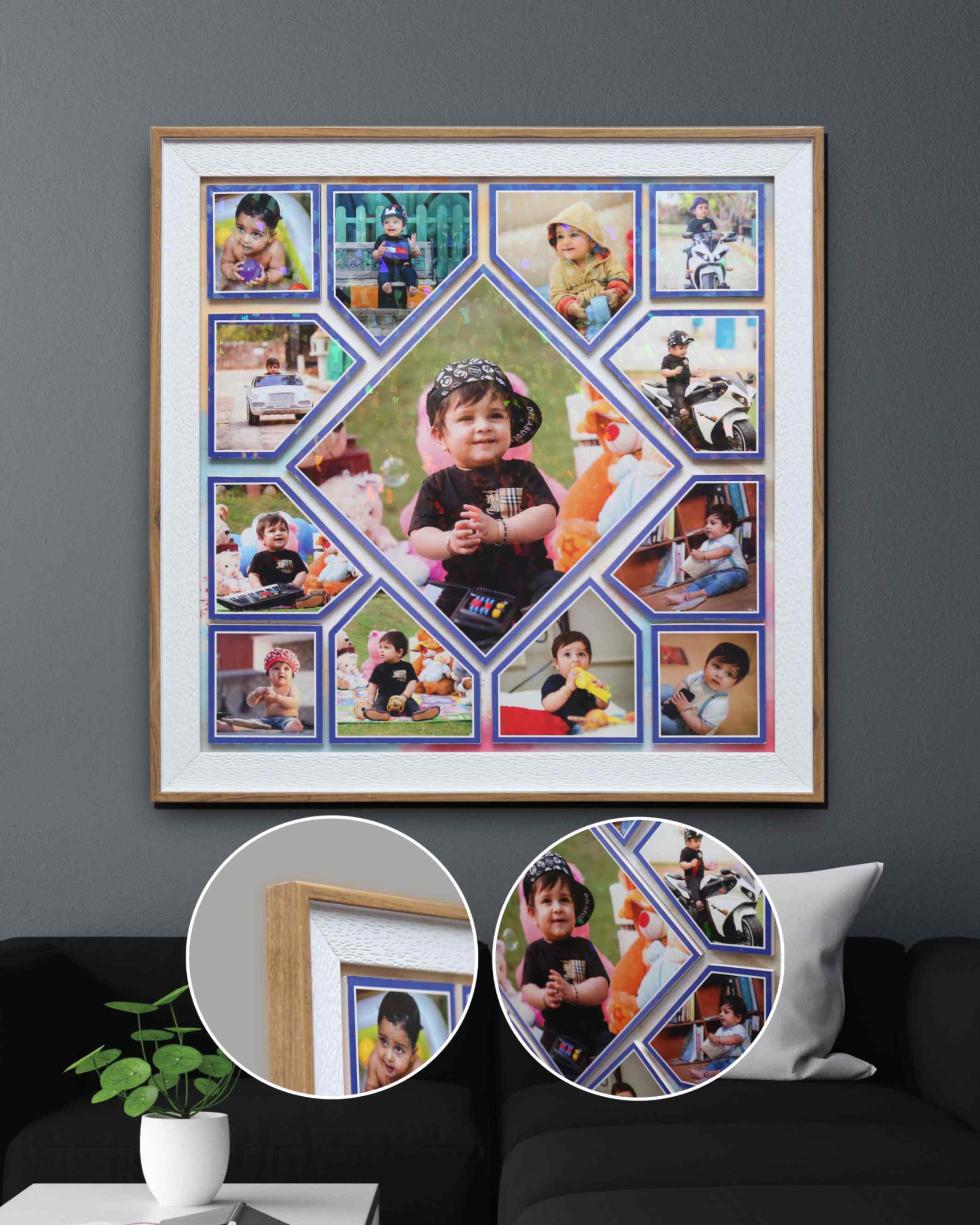 JFR18 13 PHOTOS UNIQUE  COLLAGE EMBOSSED FRAME