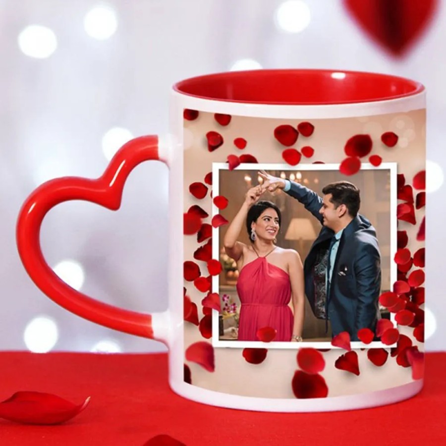 M10 Red Heart Handle Mug