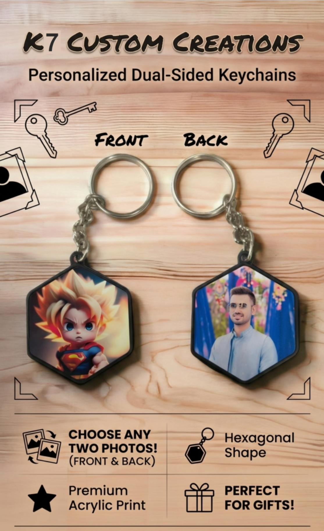 K7 Keychain Both Side PRINT