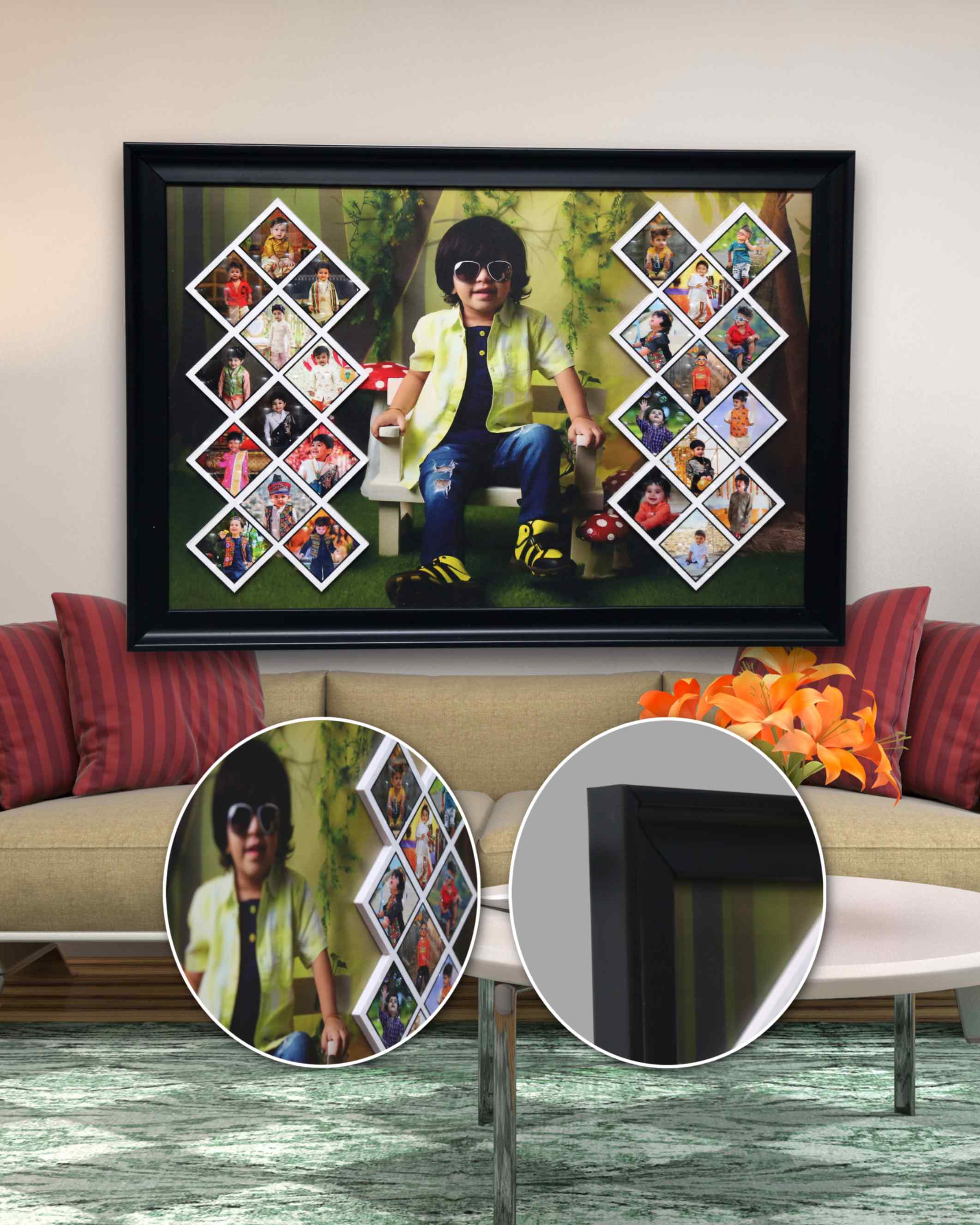 JFR28 25 PHOTOS UNIQUE  COLLAGE EMBOSSED FRAME