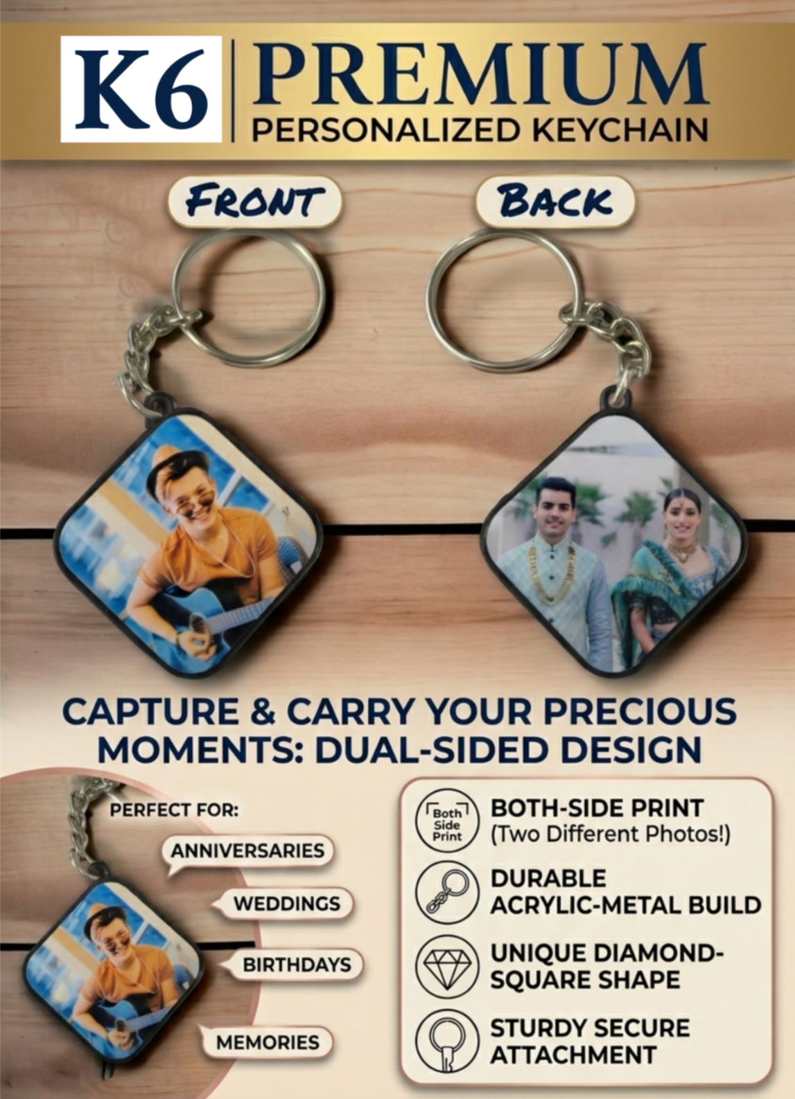 K6 Keychain Both Side PRINT