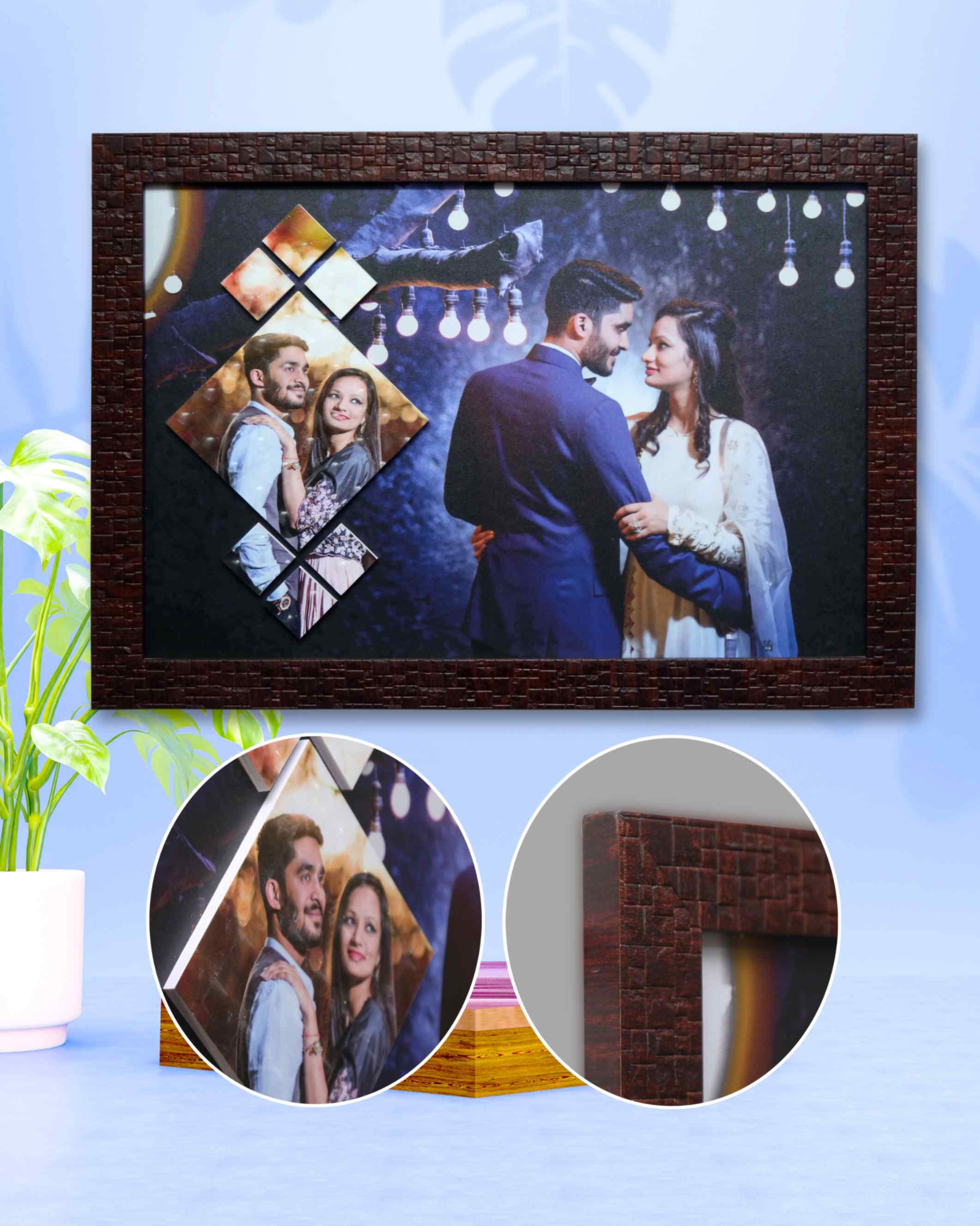 JFR6 - 2 Photos Unique Embossed Frame (Size: 12" x 18")