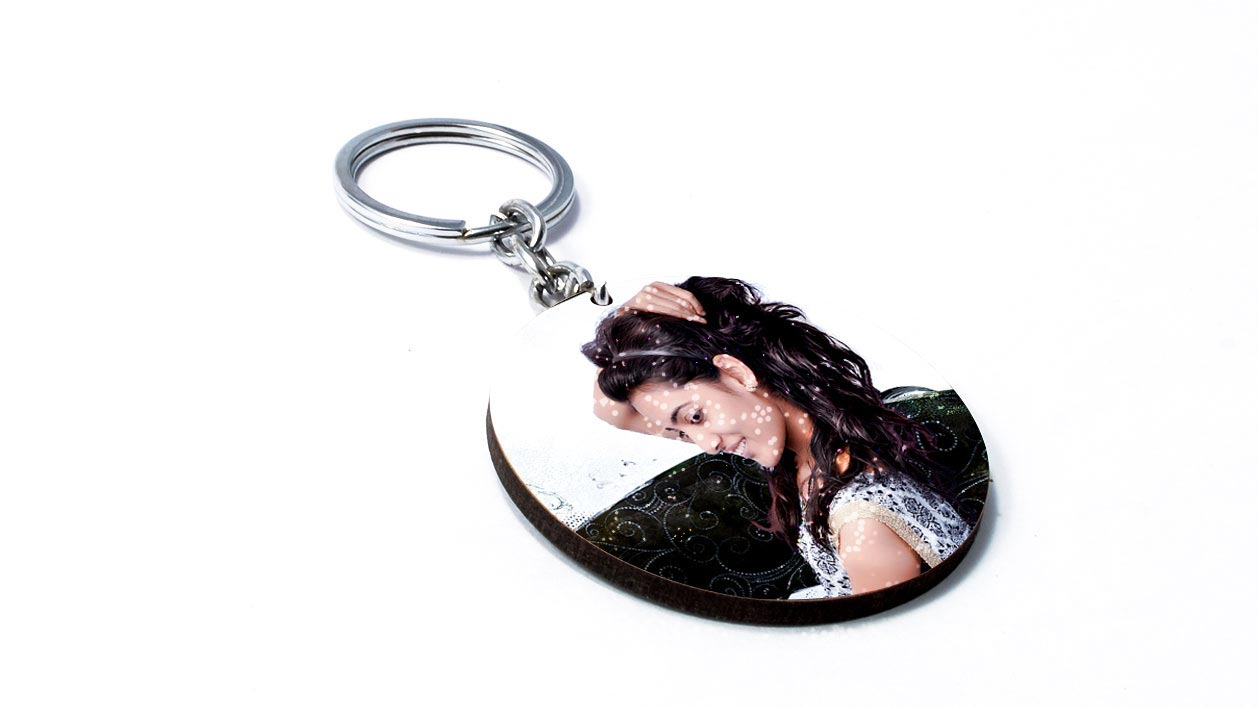 K1 Round Keychain 1 Side Print MDF