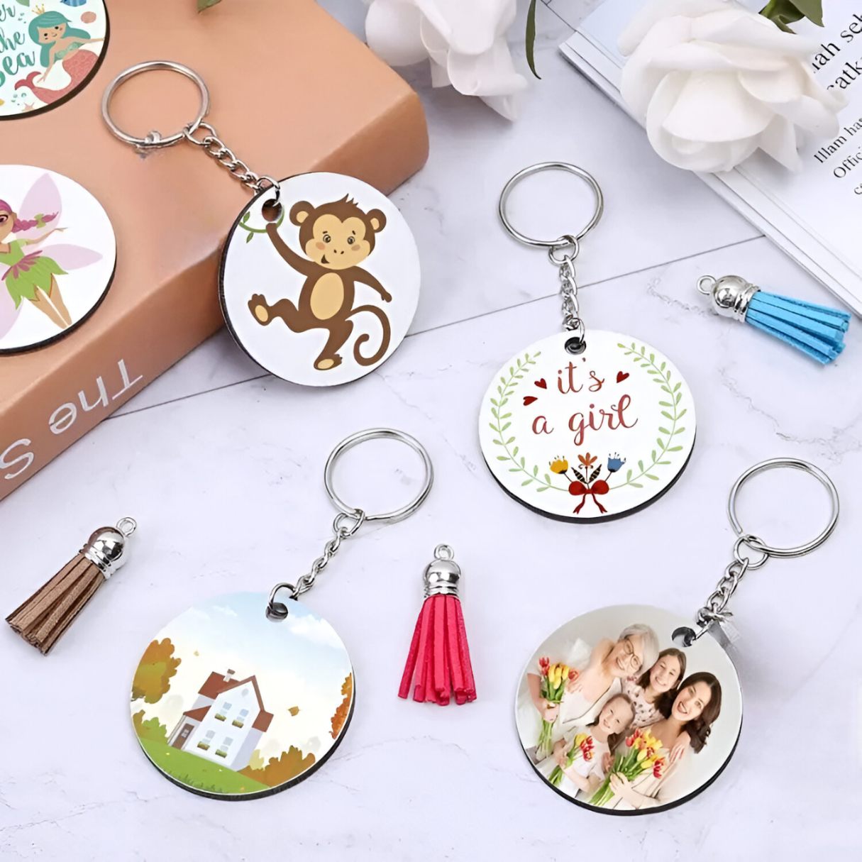 K1 Round Keychain 1 Side Print MDF