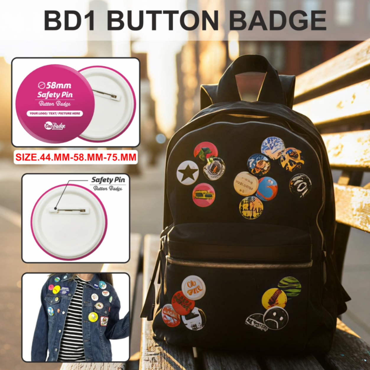 BD1 Button Badge Sizes