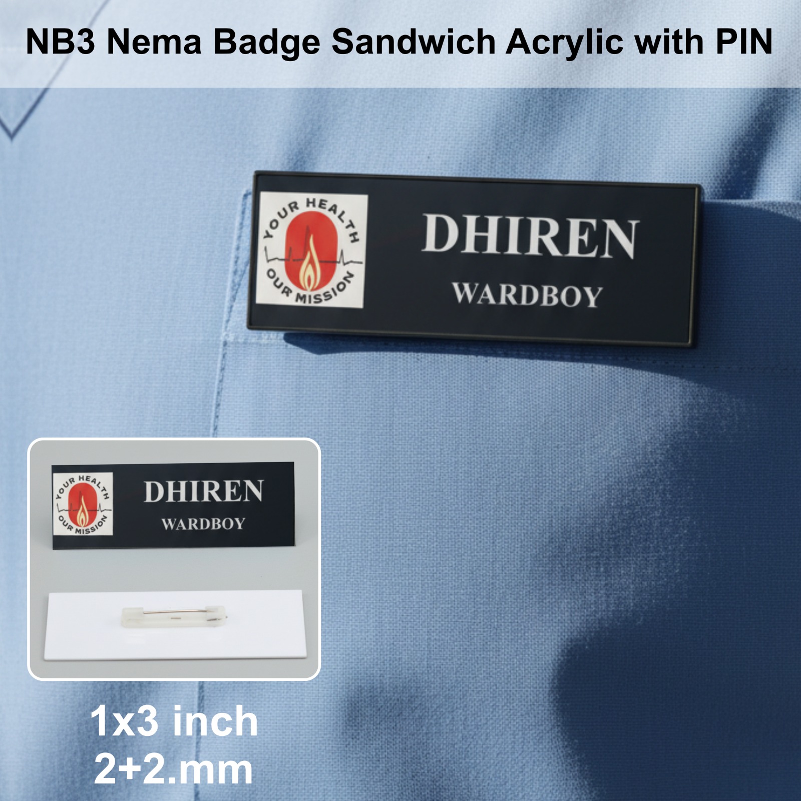NB3 Nema Badge  SANDWICH ACRYLIC