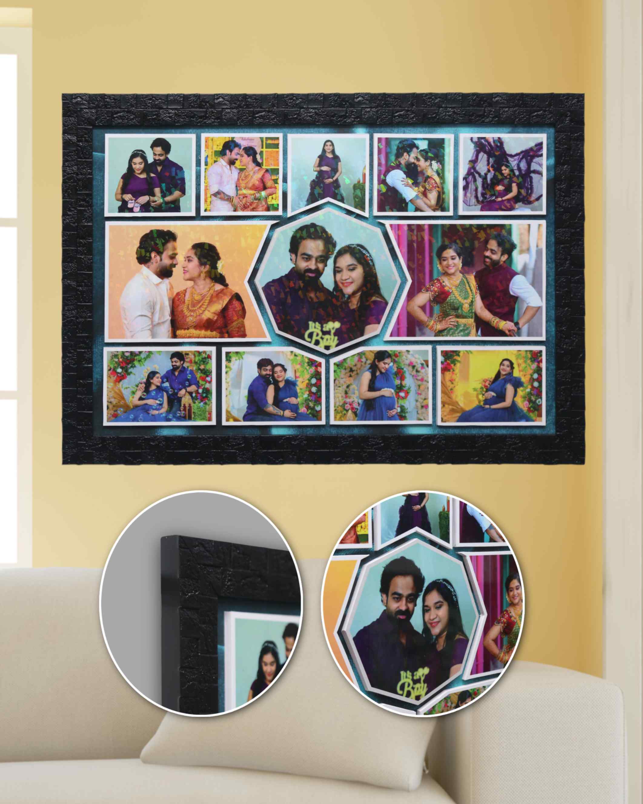JFR38 12 Photos Unique  Collage Embossed Frame