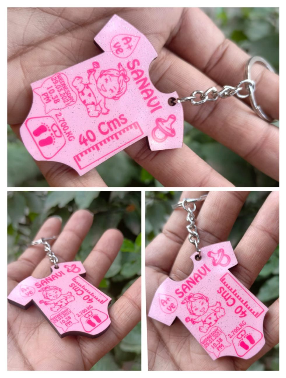 K34 Baby Keychain MDF Glitter