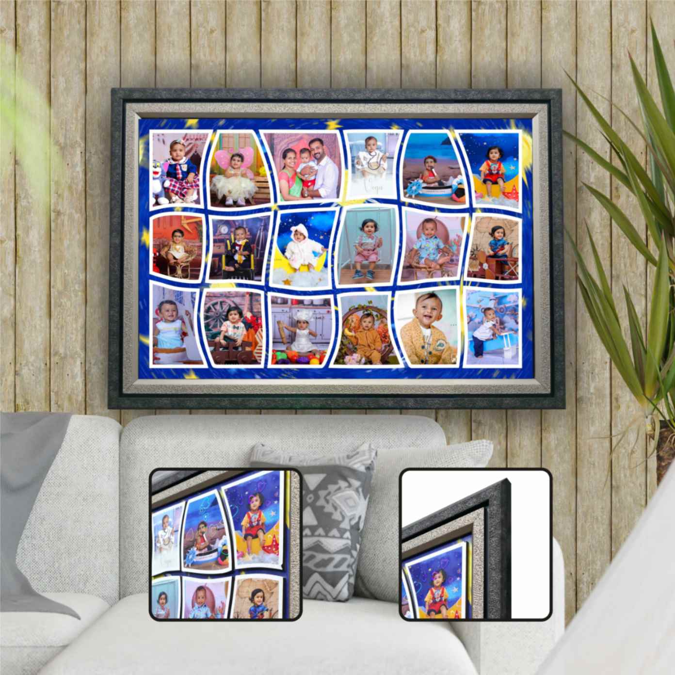 JFR78 18 PHOTOS UNIQUE  COLLAGE EMBOSSED FRAME
