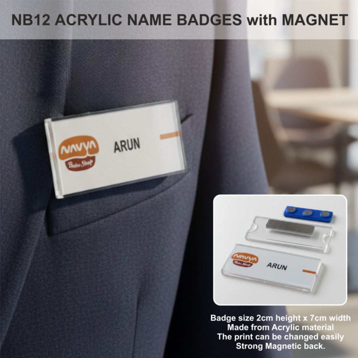 NB14 ACRYLIC NAME BADGES with MAGNET