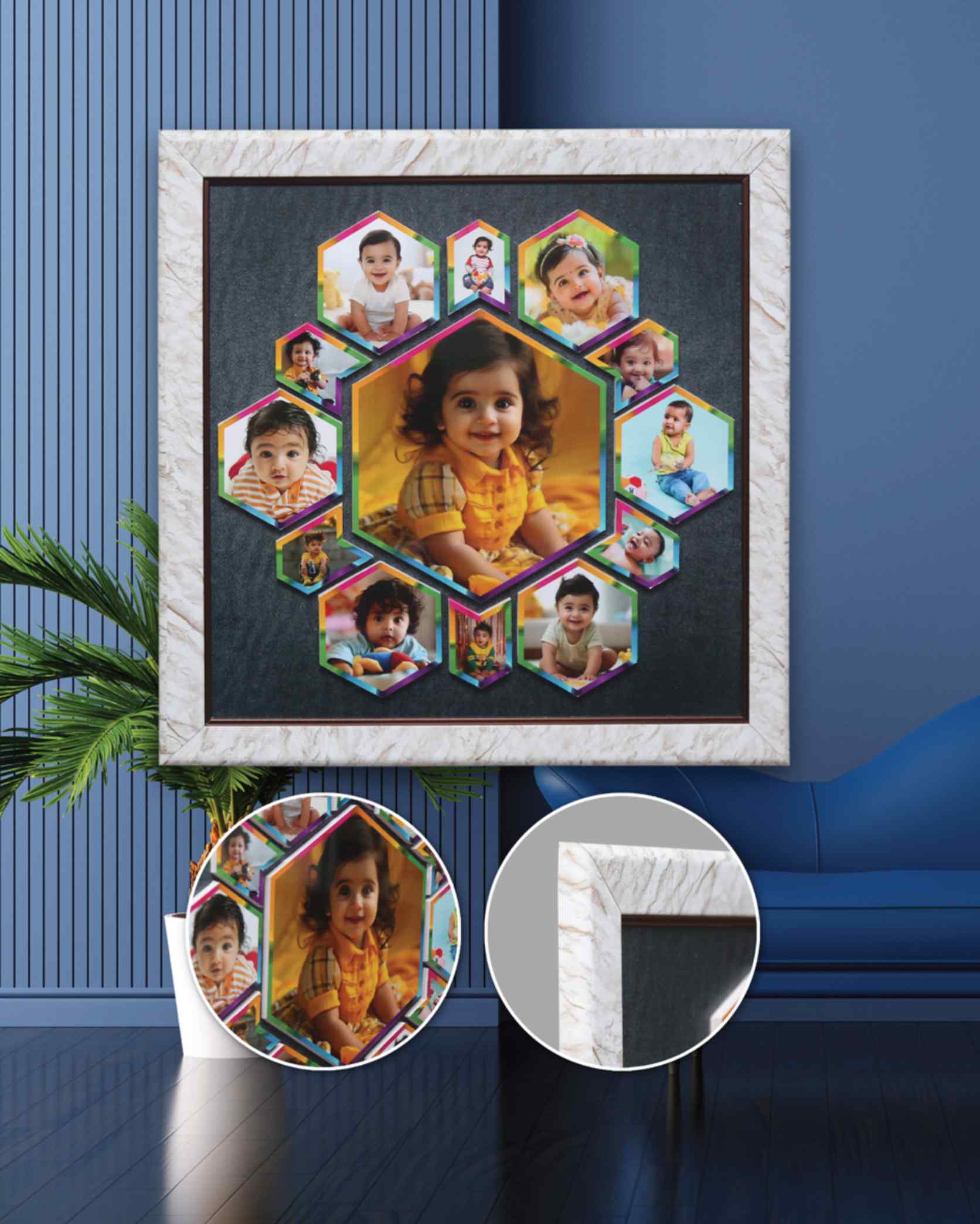 JFR15 13 PHOTOS UNIQUE  COLLAGE EMBOSSED FRAME