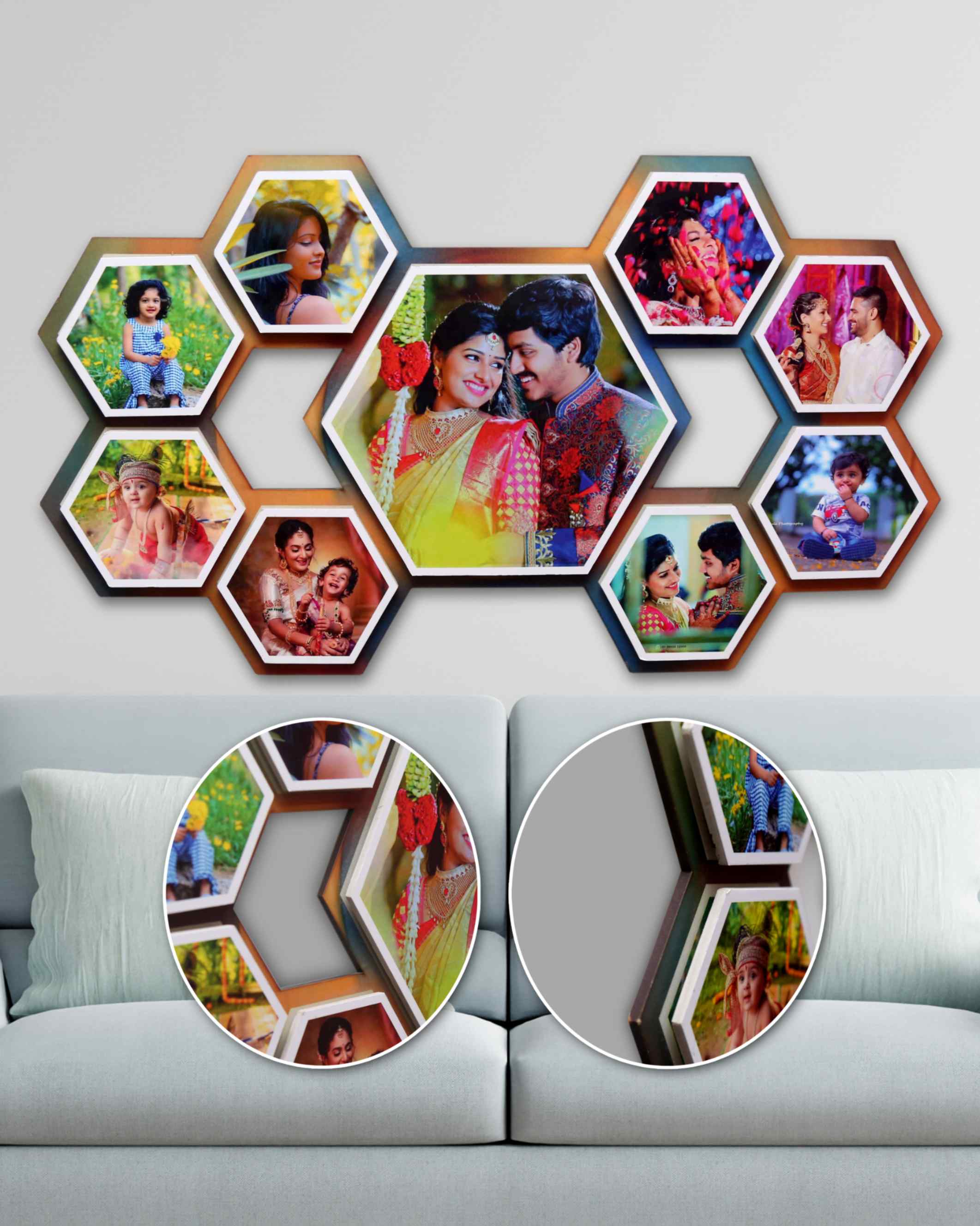 JFR39 9 Photos Unique  Collage Embossed Frame