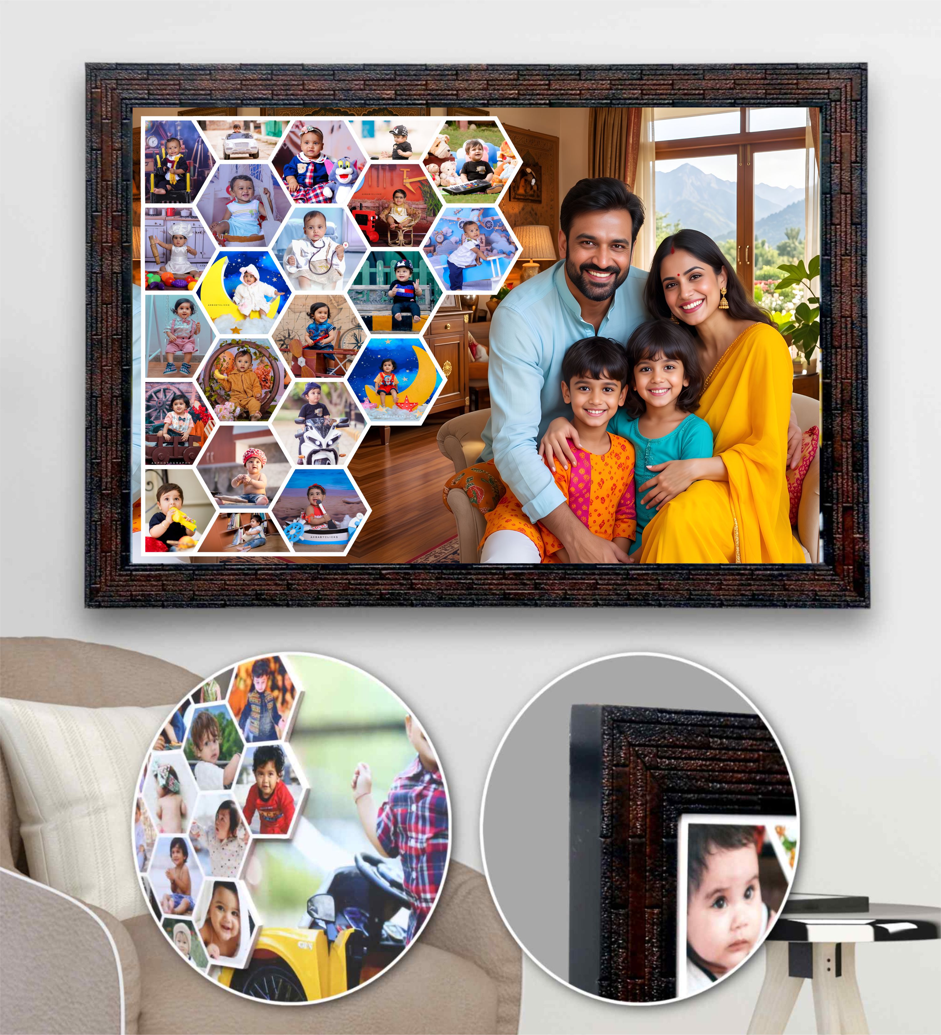 JFR2 - 23 Photos Honey Pattern Embossed Frame (Size 12" x 18")