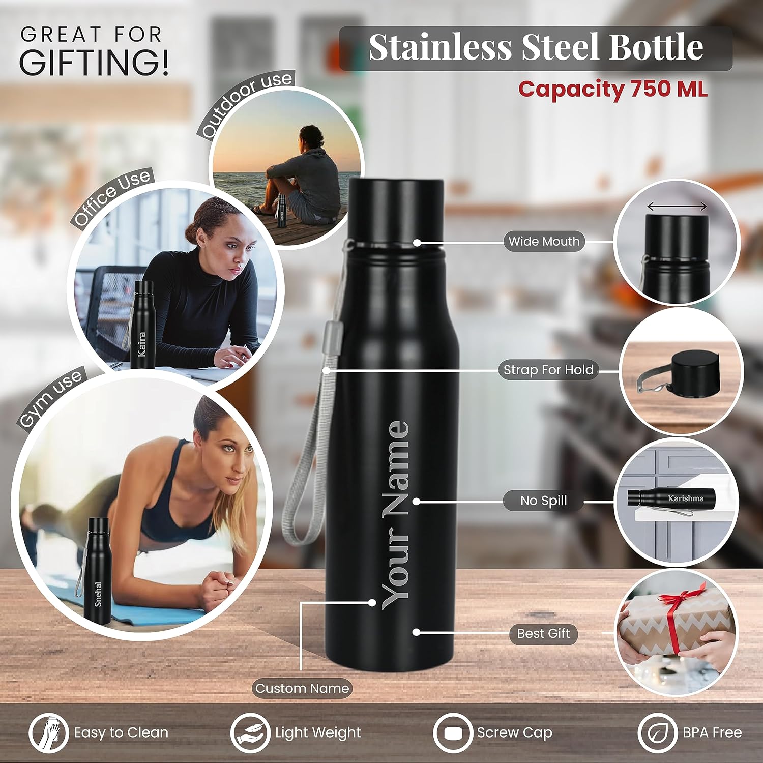 B2 Black Stainless Steel Bottle