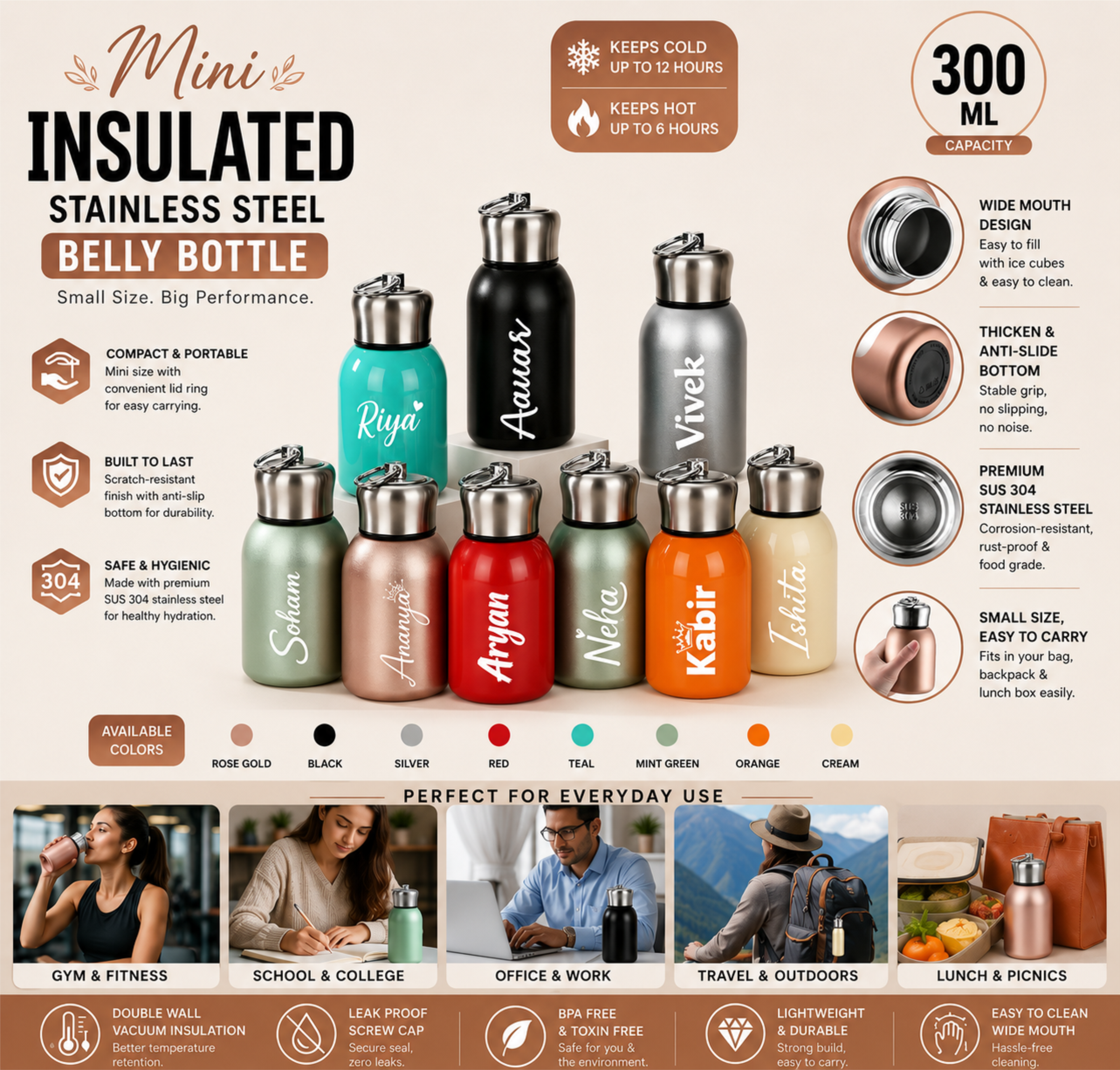 B18 Drink Water Bottle Small Thermos Cups