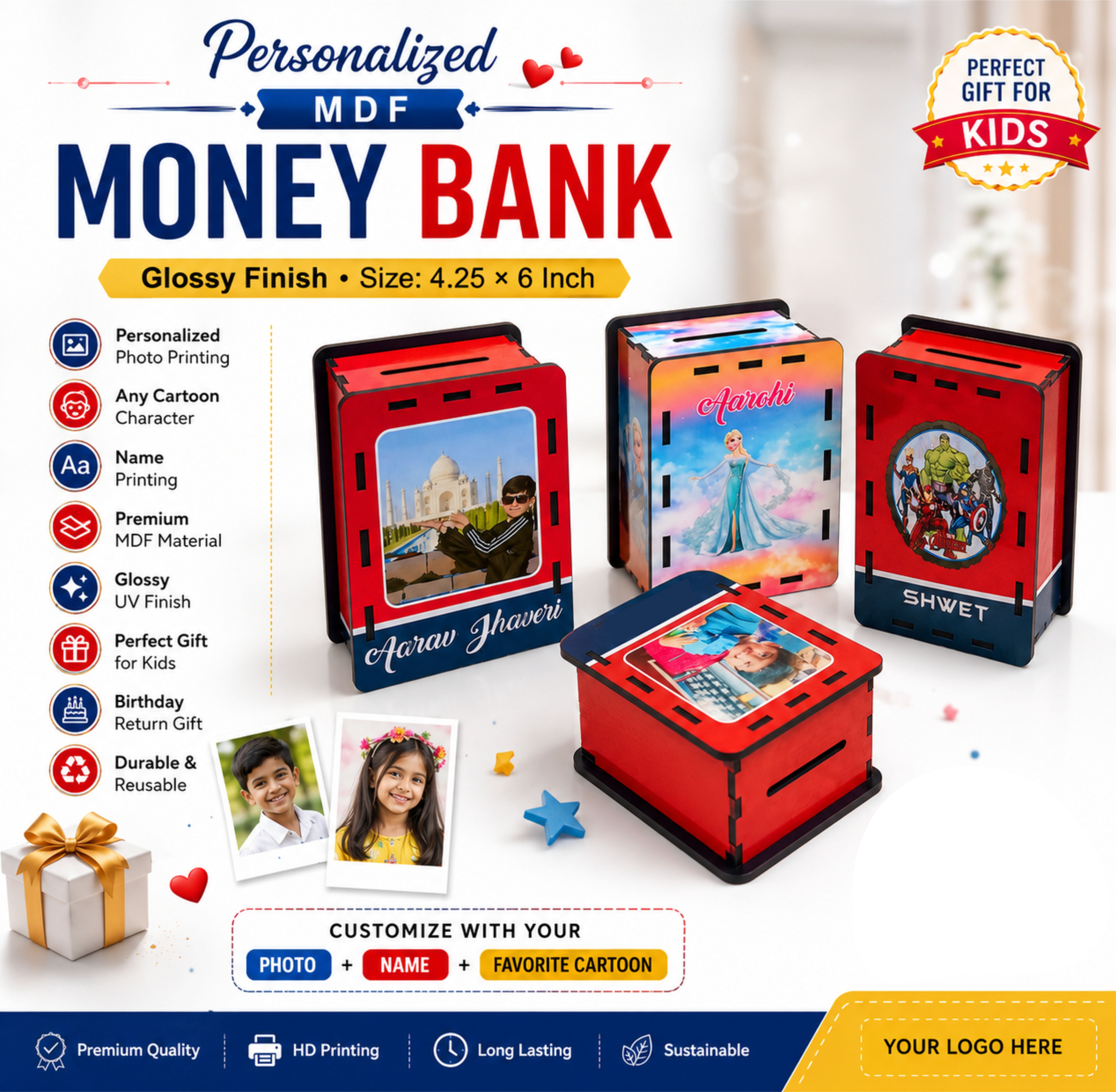 PB1 PIGGY BANK WOODEN